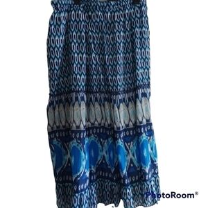 Lane Bryant Blue Graphic Full Maxi Skirt Plus Size 26/28